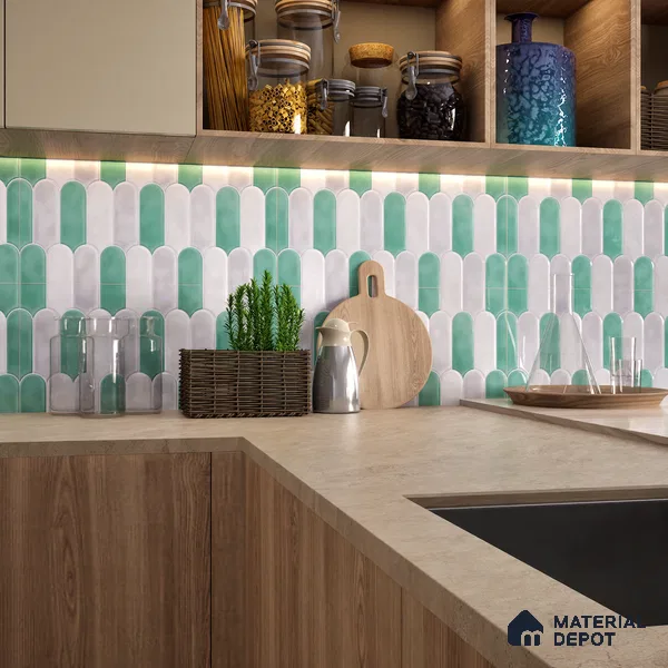 Faux Subway Wall Tile TL 04686 G Popsicle Solara Nashville Mixed White 2 ft x 1 ft Ceramic Glossy Finish - 9 mm | Suitable For Kitchen, Bathroom Walls and Backsplashes | Please Expect a Slight Variation of Pattern