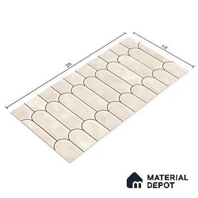 Faux Subway Wall Tile TL 04686 I Popsicle Solara Satin White 2 ft x 1 ft Ceramic Glossy Finish - 9 mm | Suitable For Kitchen, Bathroom Walls and Backsplashes | Please Expect a Slight Variation of Pattern (Sample)