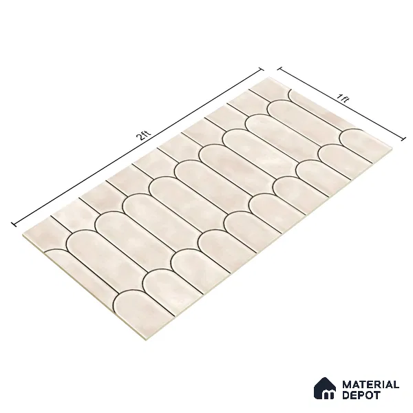 Faux Subway Wall Tile TL 04686 I Popsicle Solara Satin White 2 ft x 1 ft Ceramic Glossy Finish - 9 mm | Suitable For Kitchen, Bathroom Walls and Backsplashes | Please Expect a Slight Variation of Pattern (Sample)