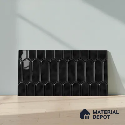 Faux Subway Wall Tile TL 04686 K Popsicle Solara Nashville Mixed Black 2 ft x 1 ft Ceramic Glossy Finish - 9 mm | Suitable For Kitchen, Bathroom Walls and Backsplashes | Please Expect a Slight Variation of Pattern (Sample)