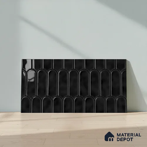 Faux Subway Wall Tile TL 04686 K Popsicle Solara Nashville Mixed Black 2 ft x 1 ft Ceramic Glossy Finish - 9 mm | Suitable For Kitchen, Bathroom Walls and Backsplashes | Please Expect a Slight Variation of Pattern