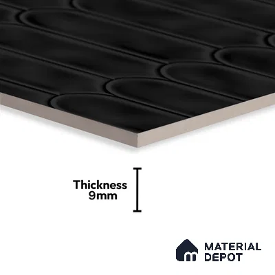 Faux Subway Wall Tile TL 04686 K Popsicle Solara Nashville Mixed Black 2 ft x 1 ft Ceramic Glossy Finish - 9 mm | Suitable For Kitchen, Bathroom Walls and Backsplashes | Please Expect a Slight Variation of Pattern (Sample)