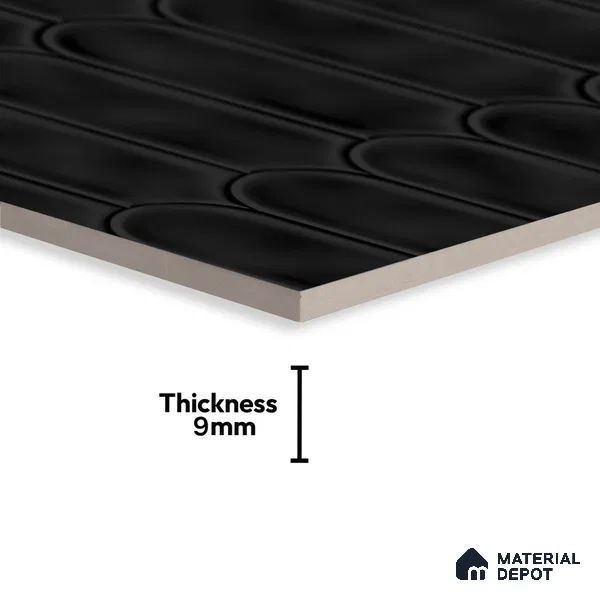 Faux Subway Wall Tile TL 04686 K Popsicle Solara Nashville Mixed Black 2 ft x 1 ft Ceramic Glossy Finish - 9 mm | Suitable For Kitchen, Bathroom Walls and Backsplashes | Please Expect a Slight Variation of Pattern (Sample)