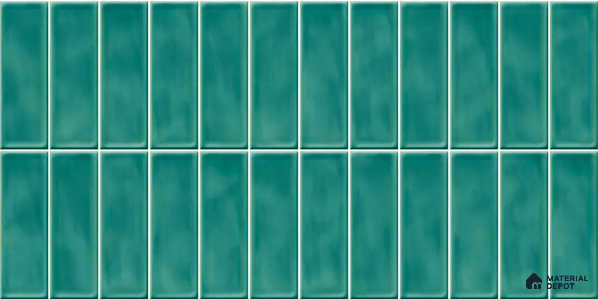 Faux Subway Wall Tile TL 04687 B Vertiline Brick Solara Fiji Blue 2 ft x 1 ft Ceramic Glossy Finish - 9 mm | Suitable For Kitchen, Bathroom Walls and Backsplashes | Please Expect a Slight Variation of Pattern