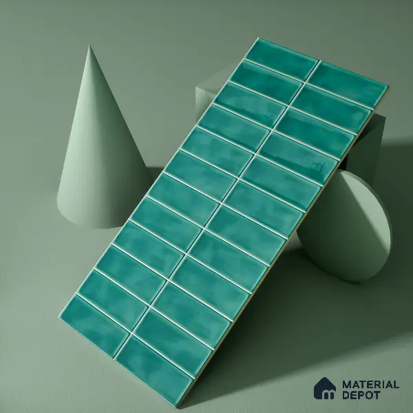 Faux Subway Wall Tile TL 04687 B Vertiline Brick Solara Fiji Blue 2 ft x 1 ft Ceramic Glossy Finish - 9 mm | Suitable For Kitchen, Bathroom Walls and Backsplashes | Please Expect a Slight Variation of Pattern
