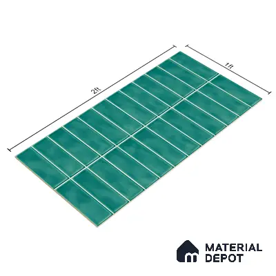 Faux Subway Wall Tile TL 04687 B Vertiline Brick Solara Fiji Blue 2 ft x 1 ft Ceramic Glossy Finish - 9 mm | Suitable For Kitchen, Bathroom Walls and Backsplashes | Please Expect a Slight Variation of Pattern