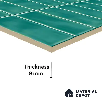 Faux Subway Wall Tile TL 04687 B Vertiline Brick Solara Fiji Blue 2 ft x 1 ft Ceramic Glossy Finish - 9 mm | Suitable For Kitchen, Bathroom Walls and Backsplashes | Please Expect a Slight Variation of Pattern