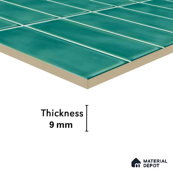 Faux Subway Wall Tile TL 04687 B Vertiline Brick Solara Fiji Blue 2 ft x 1 ft Ceramic Glossy Finish - 9 mm | Suitable For Kitchen, Bathroom Walls and Backsplashes | Please Expect a Slight Variation of Pattern