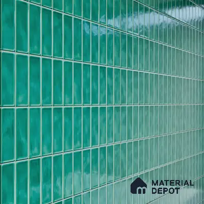 Faux Subway Wall Tile TL 04687 B Vertiline Brick Solara Fiji Blue 2 ft x 1 ft Ceramic Glossy Finish - 9 mm | Suitable For Kitchen, Bathroom Walls and Backsplashes | Please Expect a Slight Variation of Pattern