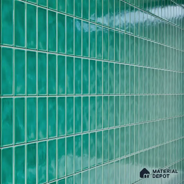 Faux Subway Wall Tile TL 04687 B Vertiline Brick Solara Fiji Blue 2 ft x 1 ft Ceramic Glossy Finish - 9 mm | Suitable For Kitchen, Bathroom Walls and Backsplashes | Please Expect a Slight Variation of Pattern
