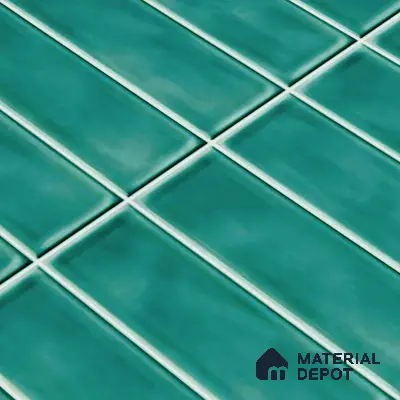 Faux Subway Wall Tile TL 04687 B Vertiline Brick Solara Fiji Blue 2 ft x 1 ft Ceramic Glossy Finish - 9 mm | Suitable For Kitchen, Bathroom Walls and Backsplashes | Please Expect a Slight Variation of Pattern