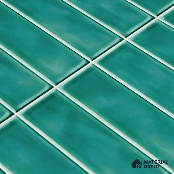 Faux Subway Wall Tile TL 04687 B Vertiline Brick Solara Fiji Blue 2 ft x 1 ft Ceramic Glossy Finish - 9 mm | Suitable For Kitchen, Bathroom Walls and Backsplashes | Please Expect a Slight Variation of Pattern