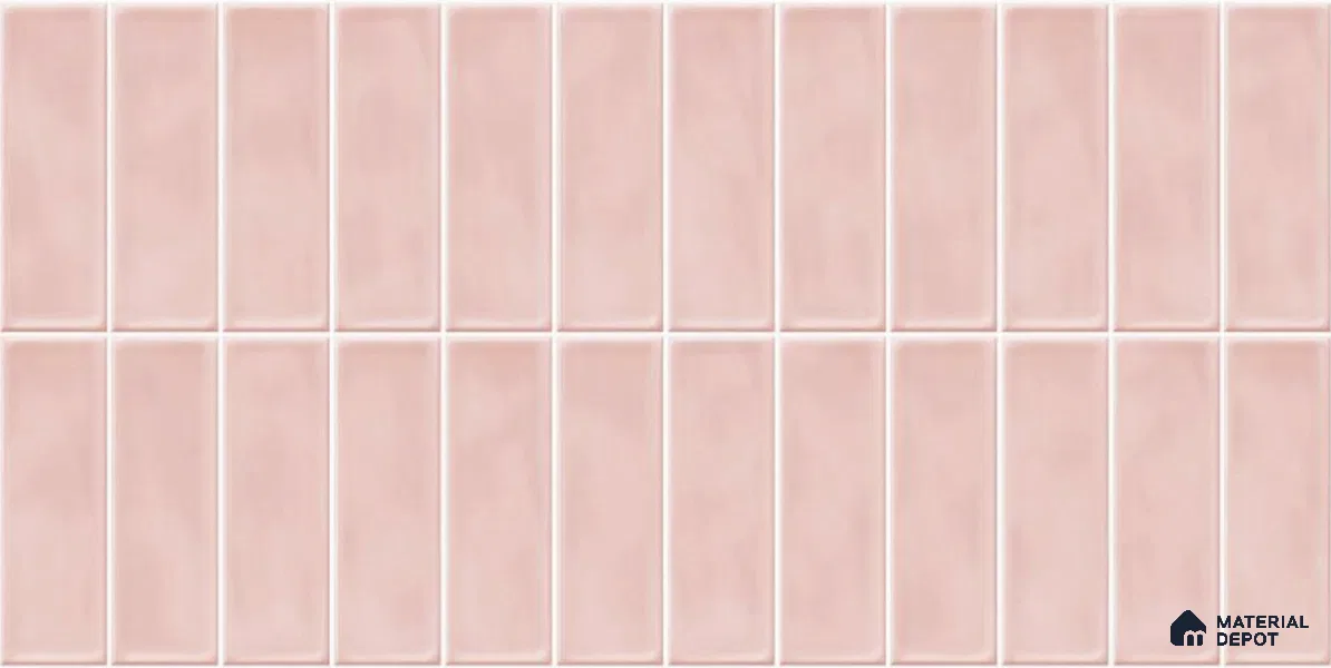 Faux Subway Wall Tile TL 04687 C Vertiline Brick Solara Kira Pink 2 ft x 1 ft Ceramic Glossy Finish - 9 mm | Suitable For Kitchen, Bathroom Walls and Backsplashes | Please Expect a Slight Variation of Pattern