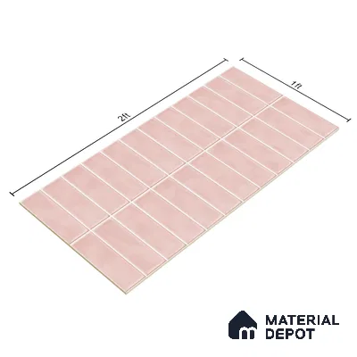 Faux Subway Wall Tile TL 04687 C Vertiline Brick Solara Kira Pink 2 ft x 1 ft Ceramic Glossy Finish - 9 mm | Suitable For Kitchen, Bathroom Walls and Backsplashes | Please Expect a Slight Variation of Pattern