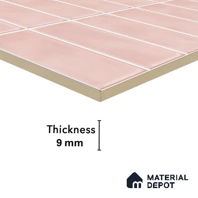 Faux Subway Wall Tile TL 04687 C Vertiline Brick Solara Kira Pink 2 ft x 1 ft Ceramic Glossy Finish - 9 mm | Suitable For Kitchen, Bathroom Walls and Backsplashes | Please Expect a Slight Variation of Pattern