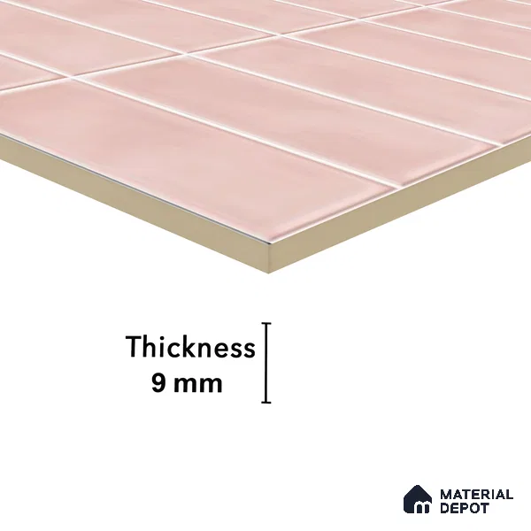 Faux Subway Wall Tile TL 04687 C Vertiline Brick Solara Kira Pink 2 ft x 1 ft Ceramic Glossy Finish - 9 mm | Suitable For Kitchen, Bathroom Walls and Backsplashes | Please Expect a Slight Variation of Pattern