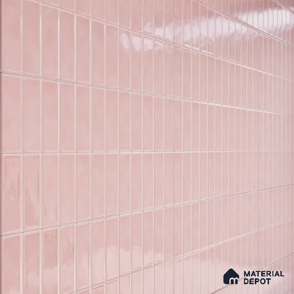 Faux Subway Wall Tile TL 04687 C Vertiline Brick Solara Kira Pink 2 ft x 1 ft Ceramic Glossy Finish - 9 mm | Suitable For Kitchen, Bathroom Walls and Backsplashes | Please Expect a Slight Variation of Pattern