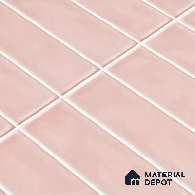 Faux Subway Wall Tile TL 04687 C Vertiline Brick Solara Kira Pink 2 ft x 1 ft Ceramic Glossy Finish - 9 mm | Suitable For Kitchen, Bathroom Walls and Backsplashes | Please Expect a Slight Variation of Pattern
