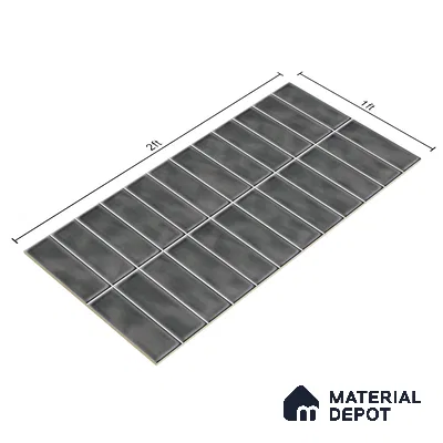 Faux Subway Wall Tile TL 04687 D Vertiline Brick Solara Tombstone Grey 2 ft x 1 ft Ceramic Glossy Finish - 9 mm | Suitable For Kitchen, Bathroom Walls and Backsplashes | Please Expect a Slight Variation of Pattern
