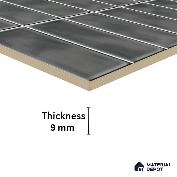 Faux Subway Wall Tile TL 04687 D Vertiline Brick Solara Tombstone Grey 2 ft x 1 ft Ceramic Glossy Finish - 9 mm | Suitable For Kitchen, Bathroom Walls and Backsplashes | Please Expect a Slight Variation of Pattern