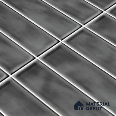Faux Subway Wall Tile TL 04687 D Vertiline Brick Solara Tombstone Grey 2 ft x 1 ft Ceramic Glossy Finish - 9 mm | Suitable For Kitchen, Bathroom Walls and Backsplashes | Please Expect a Slight Variation of Pattern