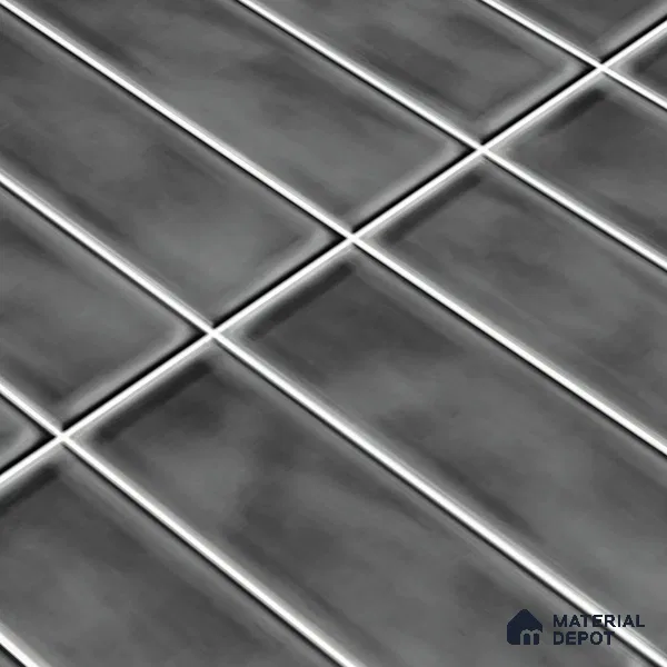 Faux Subway Wall Tile TL 04687 D Vertiline Brick Solara Tombstone Grey 2 ft x 1 ft Ceramic Glossy Finish - 9 mm | Suitable For Kitchen, Bathroom Walls and Backsplashes | Please Expect a Slight Variation of Pattern