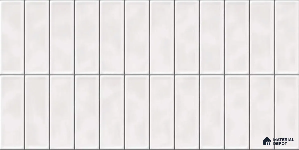 Faux Subway Wall Tile TL 04687 E Vertiline Brick Solara Dreamstone White 2 ft x 1 ft Ceramic Glossy Finish - 9 mm | Suitable For Kitchen, Bathroom Walls and Backsplashes | Please Expect a Slight Variation of Pattern (Sample)