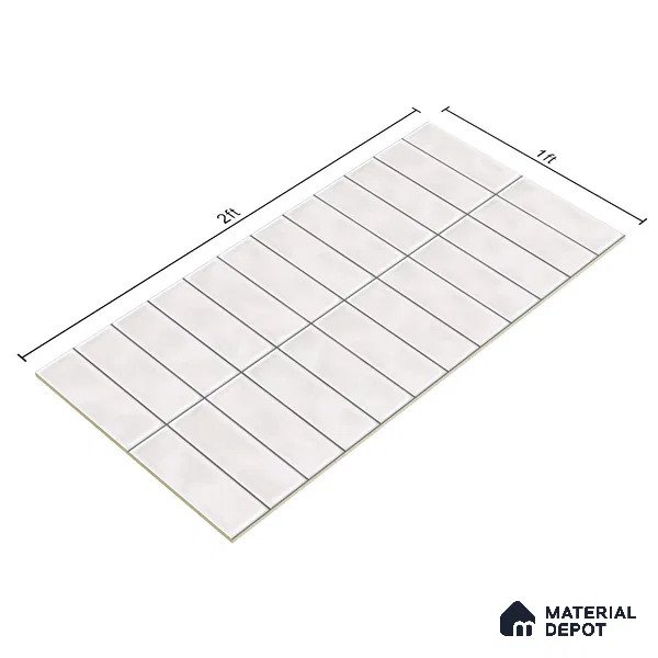 Faux Subway Wall Tile TL 04687 E Vertiline Brick Solara Dreamstone White 2 ft x 1 ft Ceramic Glossy Finish - 9 mm | Suitable For Kitchen, Bathroom Walls and Backsplashes | Please Expect a Slight Variation of Pattern (Sample)