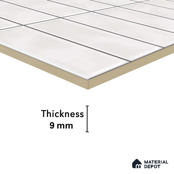 Faux Subway Wall Tile TL 04687 E Vertiline Brick Solara Dreamstone White 2 ft x 1 ft Ceramic Glossy Finish - 9 mm | Suitable For Kitchen, Bathroom Walls and Backsplashes | Please Expect a Slight Variation of Pattern (Sample)
