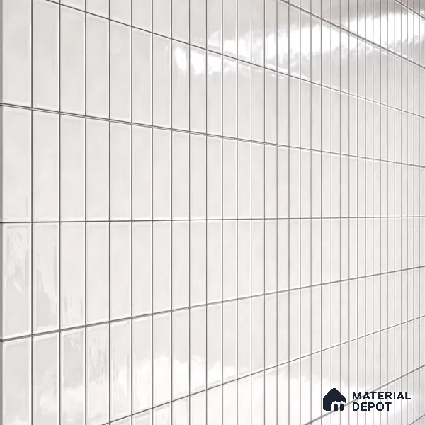 Faux Subway Wall Tile TL 04687 E Vertiline Brick Solara Dreamstone White 2 ft x 1 ft Ceramic Glossy Finish - 9 mm | Suitable For Kitchen, Bathroom Walls and Backsplashes | Please Expect a Slight Variation of Pattern (Sample)