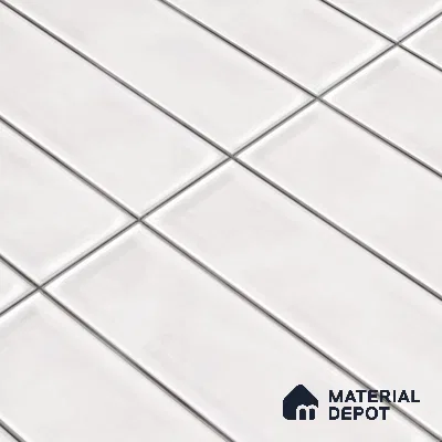 Faux Subway Wall Tile TL 04687 E Vertiline Brick Solara Dreamstone White 2 ft x 1 ft Ceramic Glossy Finish - 9 mm | Suitable For Kitchen, Bathroom Walls and Backsplashes | Please Expect a Slight Variation of Pattern (Sample)