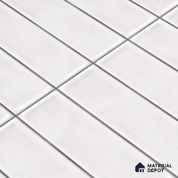 Faux Subway Wall Tile TL 04687 E Vertiline Brick Solara Dreamstone White 2 ft x 1 ft Ceramic Glossy Finish - 9 mm | Suitable For Kitchen, Bathroom Walls and Backsplashes | Please Expect a Slight Variation of Pattern (Sample)