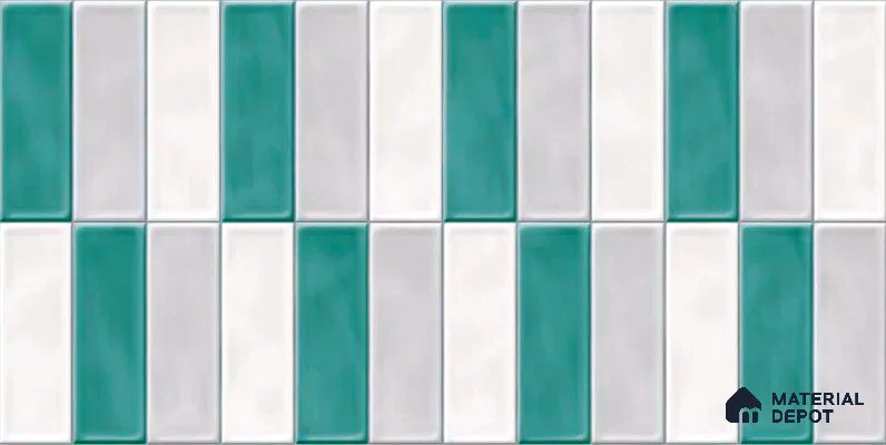 Faux Subway Wall Tile TL 04687 F Vertiline Brick Solara Dreamstone Mixed White 2 ft x 1 ft Ceramic Glossy Finish - 9 mm | Suitable For Kitchen, Bathroom Walls and Backsplashes | Please Expect a Slight Variation of Pattern