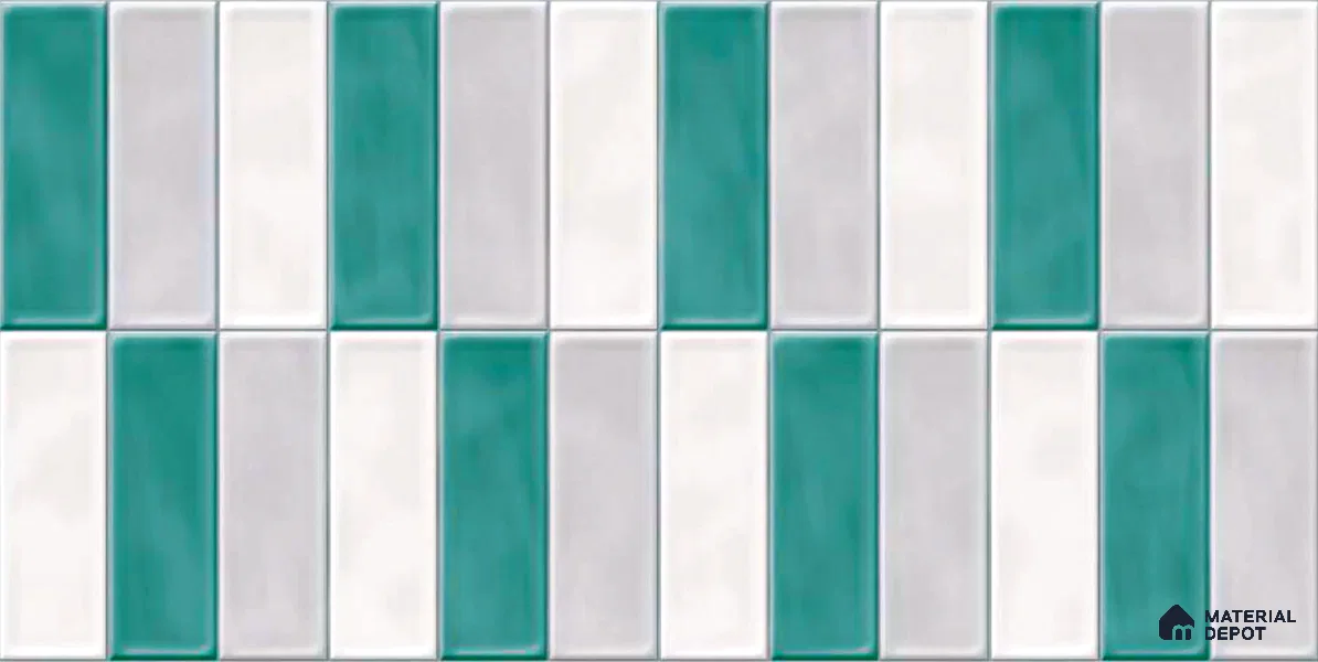 Faux Subway Wall Tile TL 04687 F Vertiline Brick Solara Dreamstone Mixed White 2 ft x 1 ft Ceramic Glossy Finish - 9 mm | Suitable For Kitchen, Bathroom Walls and Backsplashes | Please Expect a Slight Variation of Pattern