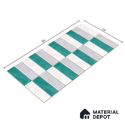 Faux Subway Wall Tile TL 04687 F Vertiline Brick Solara Dreamstone Mixed White 2 ft x 1 ft Ceramic Glossy Finish - 9 mm | Suitable For Kitchen, Bathroom Walls and Backsplashes | Please Expect a Slight Variation of Pattern