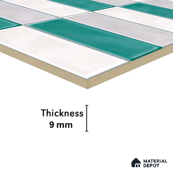 Faux Subway Wall Tile TL 04687 F Vertiline Brick Solara Dreamstone Mixed White 2 ft x 1 ft Ceramic Glossy Finish - 9 mm | Suitable For Kitchen, Bathroom Walls and Backsplashes | Please Expect a Slight Variation of Pattern
