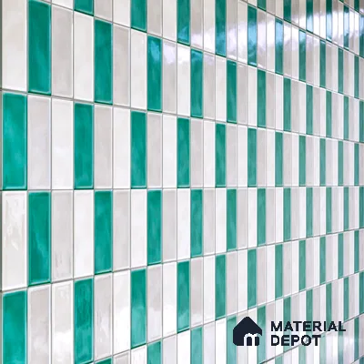 Faux Subway Wall Tile TL 04687 F Vertiline Brick Solara Dreamstone Mixed White 2 ft x 1 ft Ceramic Glossy Finish - 9 mm | Suitable For Kitchen, Bathroom Walls and Backsplashes | Please Expect a Slight Variation of Pattern