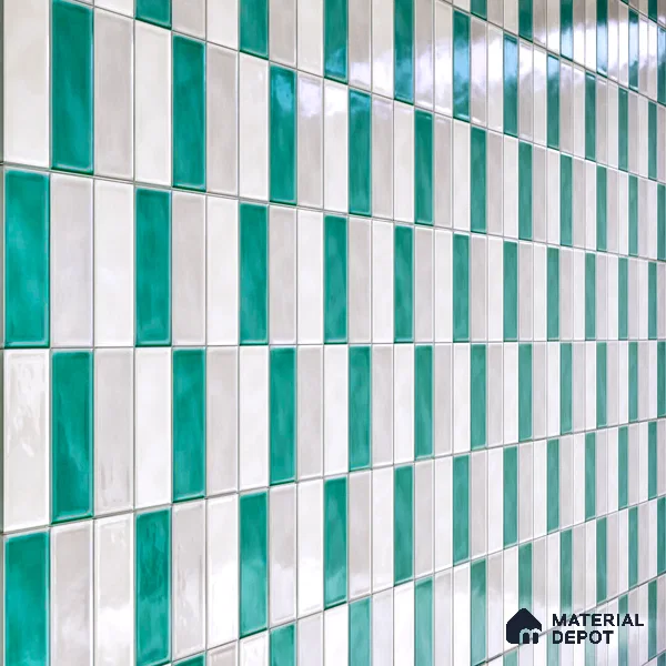 Faux Subway Wall Tile TL 04687 F Vertiline Brick Solara Dreamstone Mixed White 2 ft x 1 ft Ceramic Glossy Finish - 9 mm | Suitable For Kitchen, Bathroom Walls and Backsplashes | Please Expect a Slight Variation of Pattern