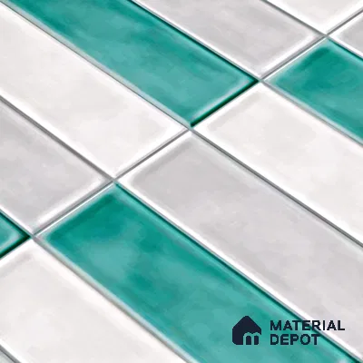 Faux Subway Wall Tile TL 04687 F Vertiline Brick Solara Dreamstone Mixed White 2 ft x 1 ft Ceramic Glossy Finish - 9 mm | Suitable For Kitchen, Bathroom Walls and Backsplashes | Please Expect a Slight Variation of Pattern