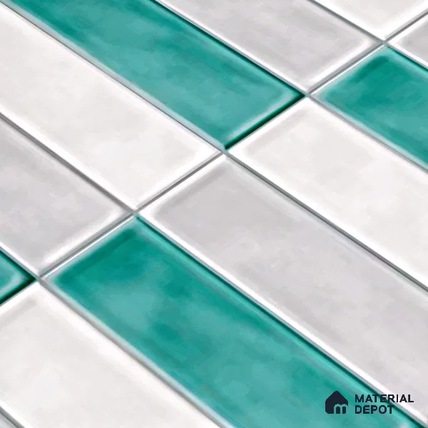 Faux Subway Wall Tile TL 04687 F Vertiline Brick Solara Dreamstone Mixed White 2 ft x 1 ft Ceramic Glossy Finish - 9 mm | Suitable For Kitchen, Bathroom Walls and Backsplashes | Please Expect a Slight Variation of Pattern