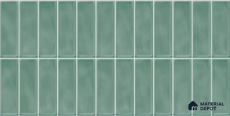 Faux Subway Wall Tile TL 04687 Vertiline Brick Solara Seaside Green 2 ft x 1 ft Ceramic Glossy Finish - 9 mm | Suitable For Kitchen, Bathroom Walls and Backsplashes | Please Expect a Slight Variation of Pattern