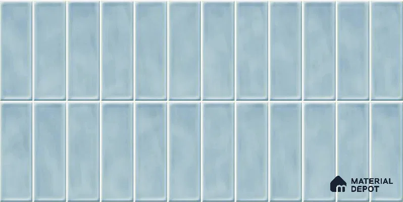 Faux Subway Wall Tile TL 04687 G Vertiline Brick Solara River Blue 2 ft x 1 ft Ceramic Glossy Finish - 9 mm | Suitable For Kitchen, Bathroom Walls and Backsplashes | Please Expect a Slight Variation of Pattern (Sample)