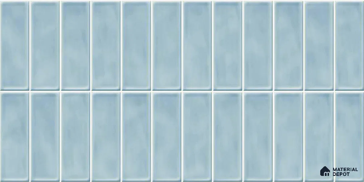 Faux Subway Wall Tile TL 04687 G Vertiline Brick Solara River Blue 2 ft x 1 ft Ceramic Glossy Finish - 9 mm | Suitable For Kitchen, Bathroom Walls and Backsplashes | Please Expect a Slight Variation of Pattern (Sample)
