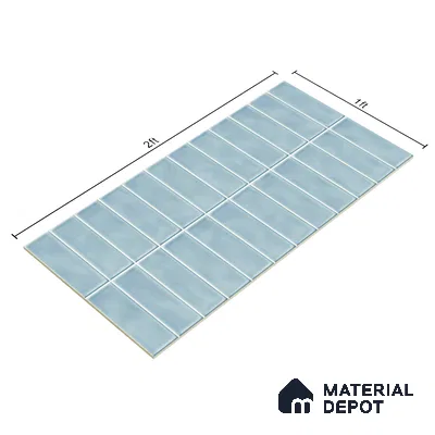 Faux Subway Wall Tile TL 04687 G Vertiline Brick Solara River Blue 2 ft x 1 ft Ceramic Glossy Finish - 9 mm | Suitable For Kitchen, Bathroom Walls and Backsplashes | Please Expect a Slight Variation of Pattern (Sample)