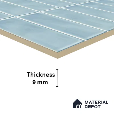 Faux Subway Wall Tile TL 04687 G Vertiline Brick Solara River Blue 2 ft x 1 ft Ceramic Glossy Finish - 9 mm | Suitable For Kitchen, Bathroom Walls and Backsplashes | Please Expect a Slight Variation of Pattern (Sample)