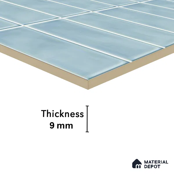 Faux Subway Wall Tile TL 04687 G Vertiline Brick Solara River Blue 2 ft x 1 ft Ceramic Glossy Finish - 9 mm | Suitable For Kitchen, Bathroom Walls and Backsplashes | Please Expect a Slight Variation of Pattern (Sample)