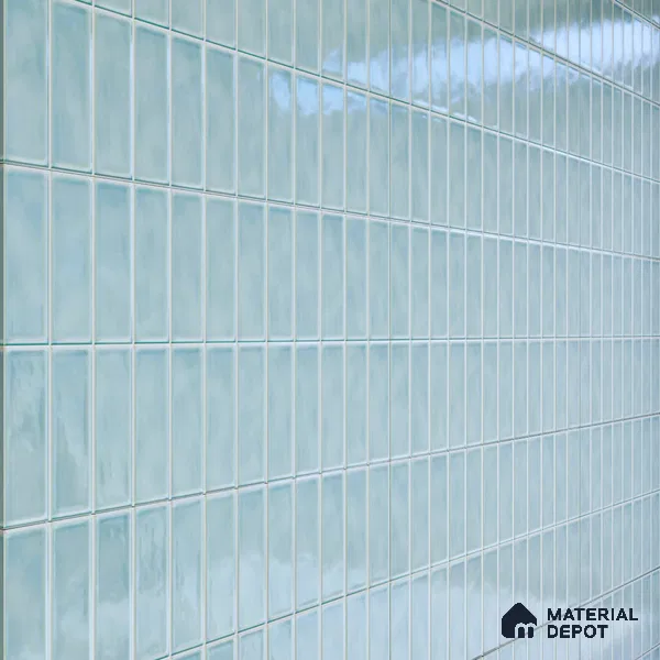 Faux Subway Wall Tile TL 04687 G Vertiline Brick Solara River Blue 2 ft x 1 ft Ceramic Glossy Finish - 9 mm | Suitable For Kitchen, Bathroom Walls and Backsplashes | Please Expect a Slight Variation of Pattern (Sample)