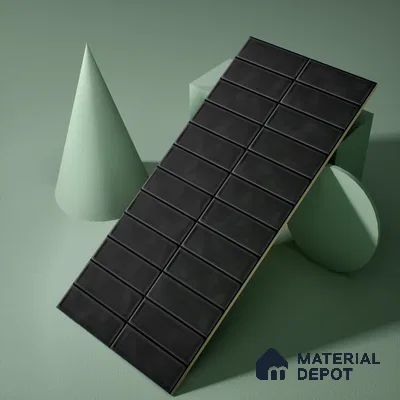 Faux Subway Wall Tile TL 04687 H Vertiline Brick Solara Gris Black 2 ft x 1 ft Ceramic Matte Finish - 9 mm | Suitable For Kitchen, Bathroom Walls and Backsplashes | Please Expect a Slight Variation of Pattern