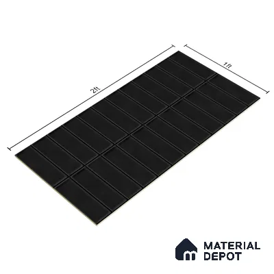 Faux Subway Wall Tile TL 04687 H Vertiline Brick Solara Gris Black 2 ft x 1 ft Ceramic Matte Finish - 9 mm | Suitable For Kitchen, Bathroom Walls and Backsplashes | Please Expect a Slight Variation of Pattern