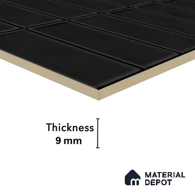 Faux Subway Wall Tile TL 04687 H Vertiline Brick Solara Gris Black 2 ft x 1 ft Ceramic Matte Finish - 9 mm | Suitable For Kitchen, Bathroom Walls and Backsplashes | Please Expect a Slight Variation of Pattern